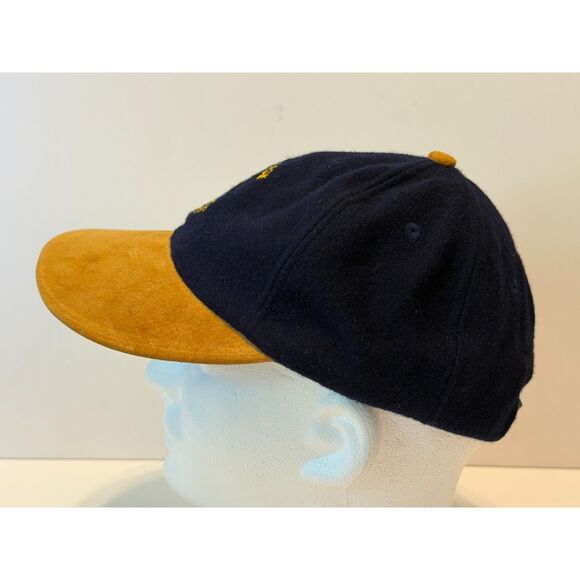 The Marque Old Course St. Andrews Adjustable Strap Hat Wool Melton Navy Blue Tan - Picture 3 of 8